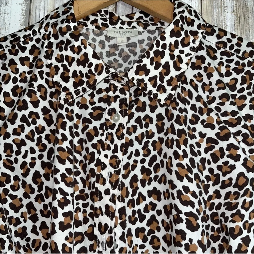 Talbots Leopard Print Cotton Button Down - Picture 2 of 5